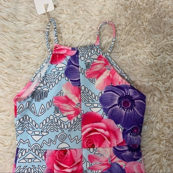 L’atiste By Amy NWT Dress Blue Pink Floral Dress - Picture 7 of 11